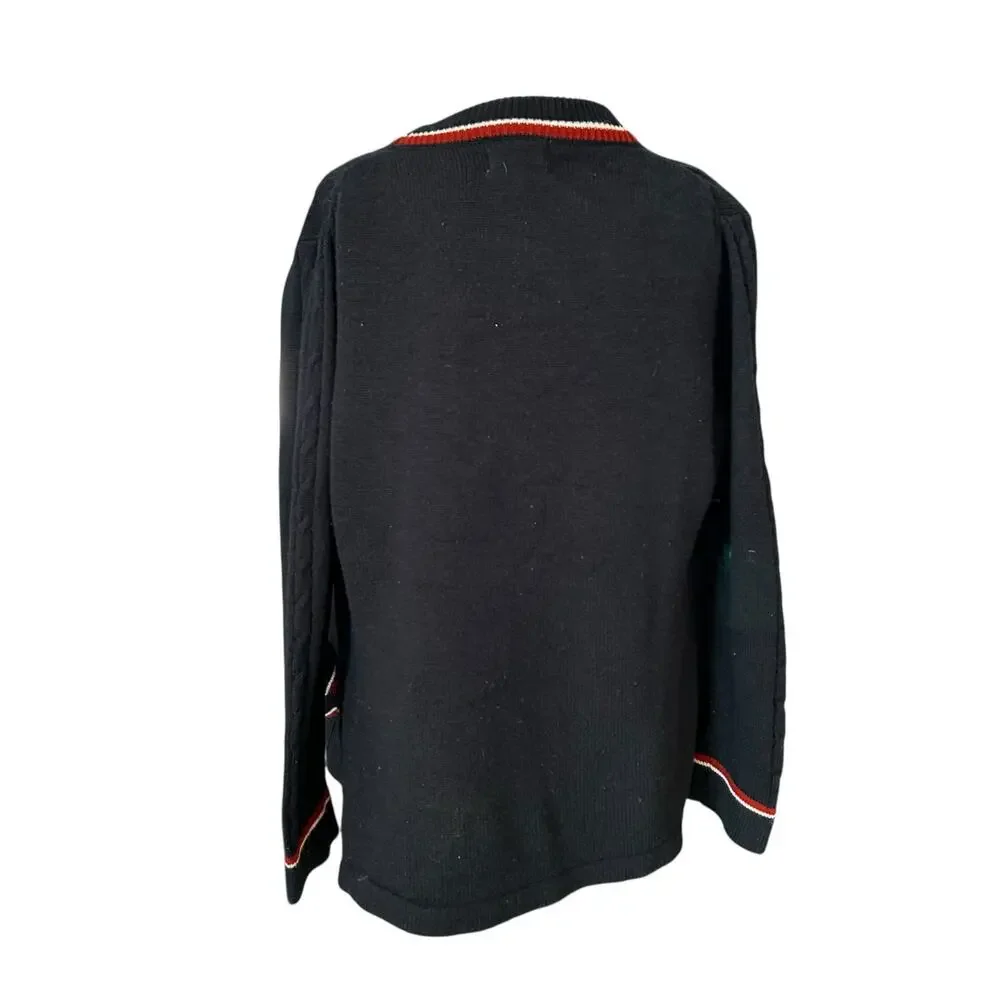 Vintage 50s/60s Cable Knit Sweater Vest Set Black Small - Picture 2 of 16